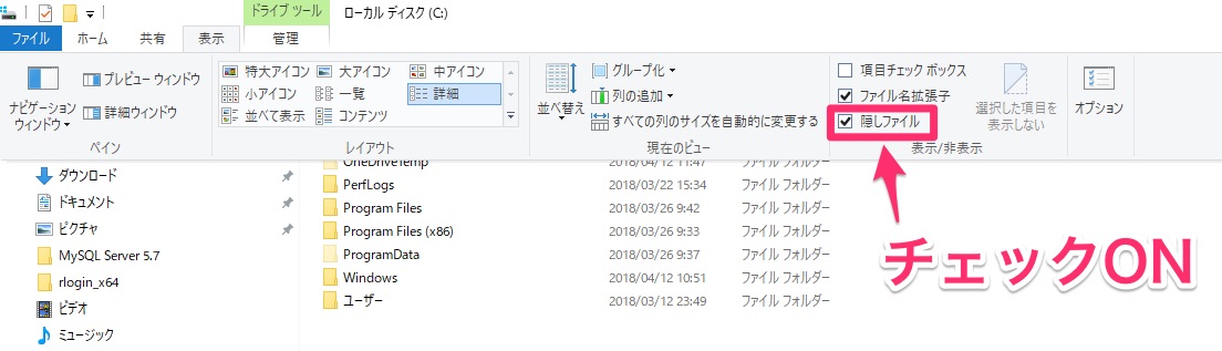 Windows10で隠しファイルと隠しフォルダを表示する方法 プログラミング入門ナビ By Proglus プログラス